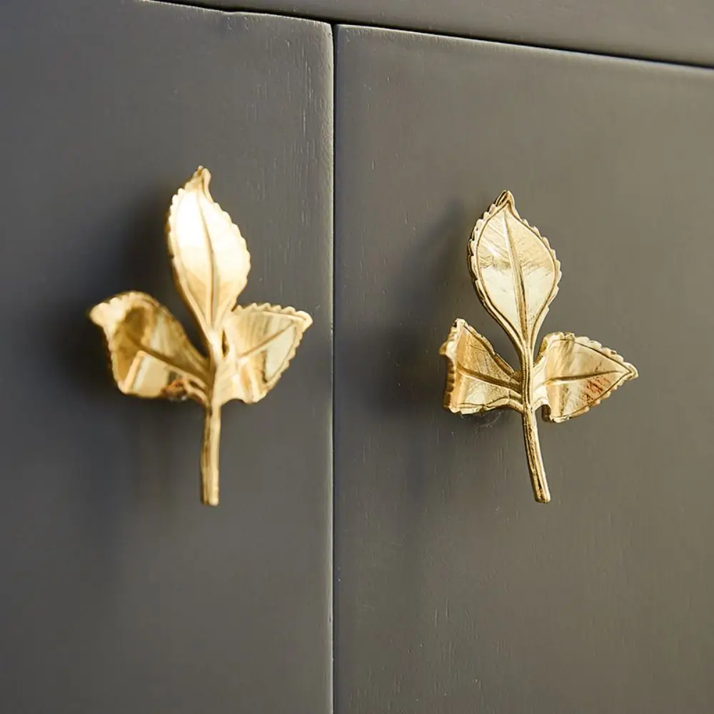 Creative Ginkgo Leaf Door Pulls Personalized Brass Olive Leaf Small Handle Multi-purpose Multifunctional Closet Door Handle