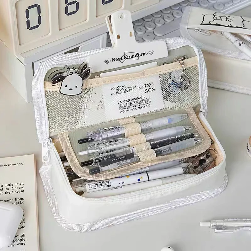 1 قطعة طباعة الحيوان سستة حقيبة أقلام رصاص متعددة الوظائف القرطاسية حالة لطيف حقيبة التخزين للطلاب اللوازم المدرسية سعة كبيرة