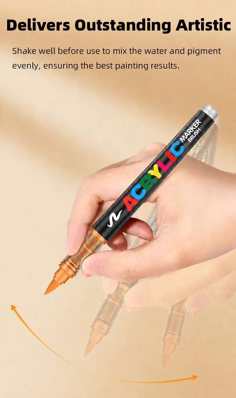 12-366 Farben Acryl-Marker-Set Permanente Marker mit Pinselspitze Acryl-Malmarker für Stein Glas Keramik Leinwand Holz – Detail 8