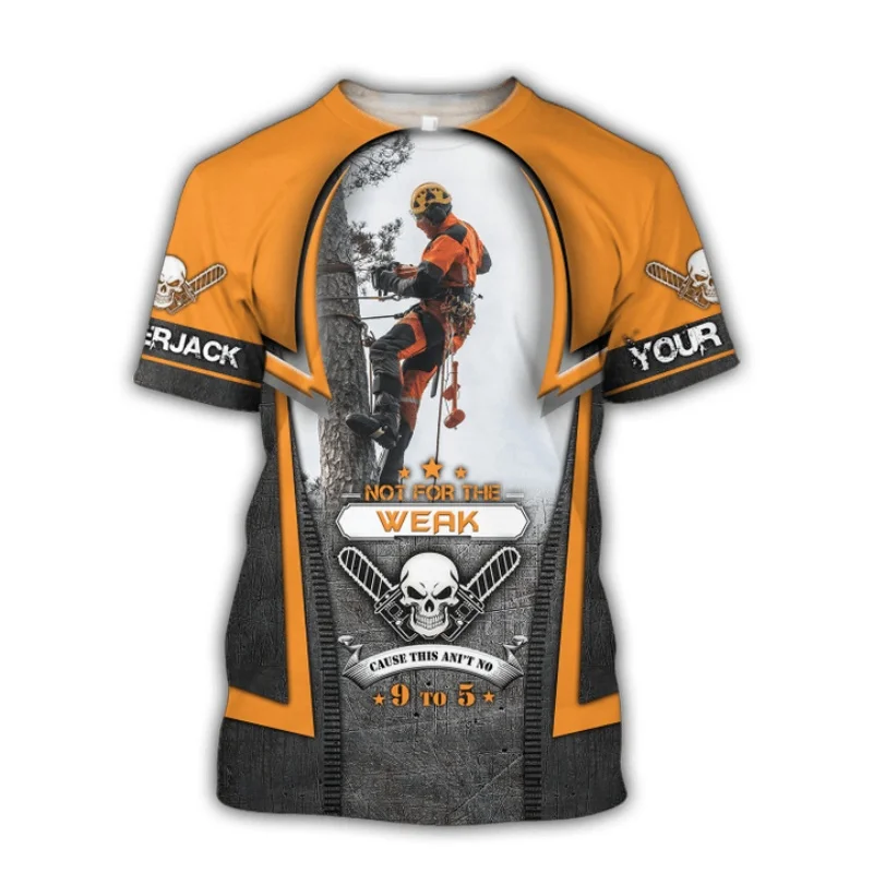 

Cool Arborist Pattern T Shirt Men Customized Name 3D Print T-Shirts Summer Fashion Round Neck Street Oversized Short Sleeve Tees