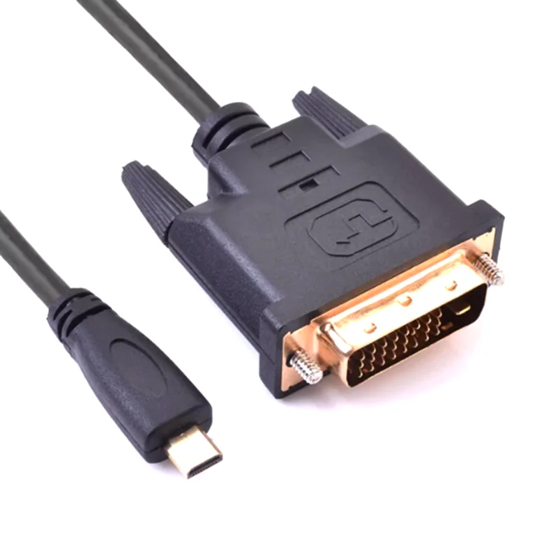 1M/1.8M Micro HDTV HDMI MicroHDMI HD To DVI DVI-D 24+1Pin Adapter Cables 3D 1080p For LCD DVD HDTV XBOX PS3 Monitor TV