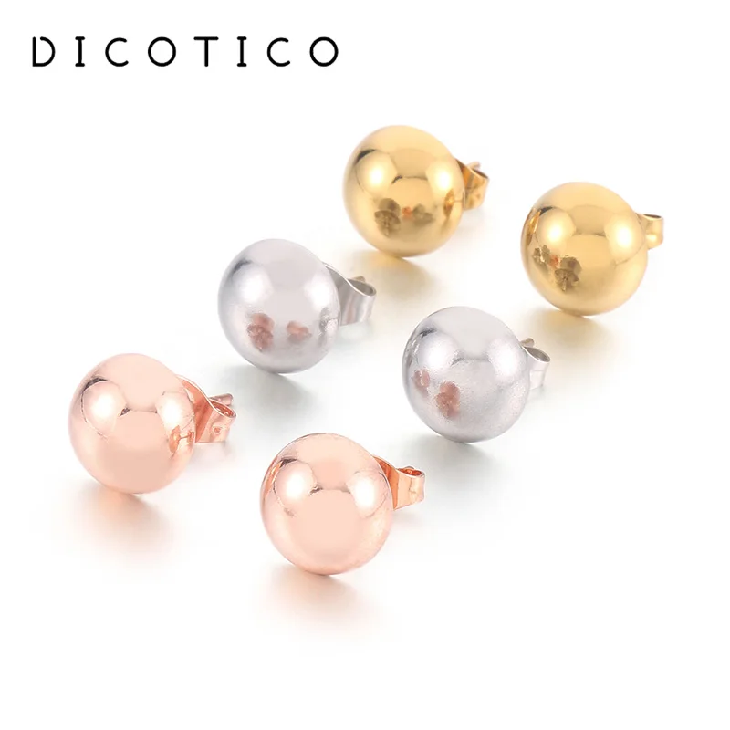 New 3pcs/Set Stud Earrings for Women Three Color Stainless Steel Round Push-Back Earring Women's Wedding Ear Jewelry Wholesale