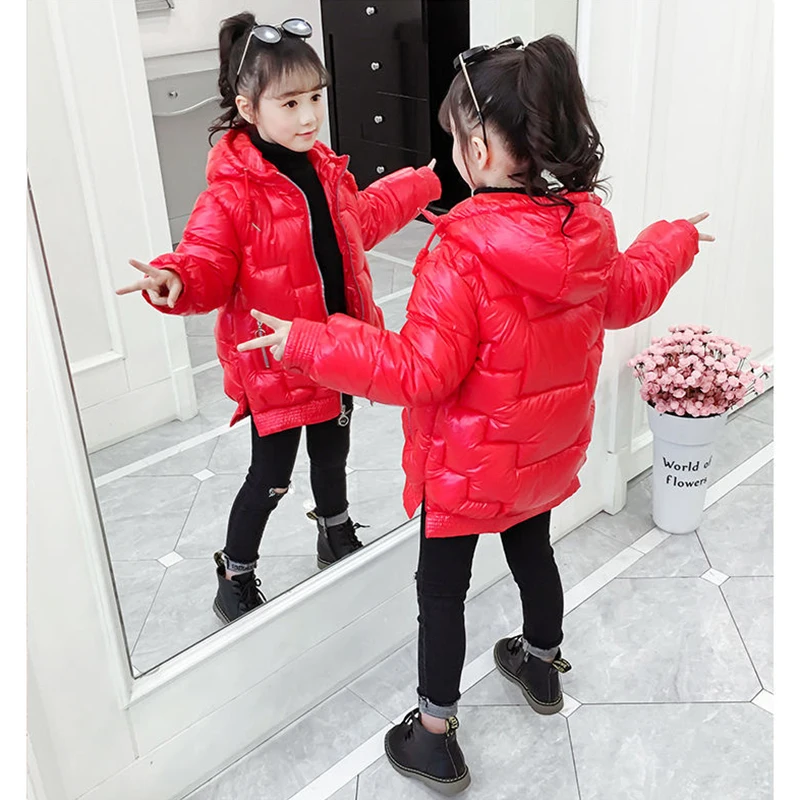 4-14 Years Big Girls Coat Keep Warm Winter Jacket For Girls Fashion Hooded Children Outerwear Clothing Teen Kids Parkas Snowsuit