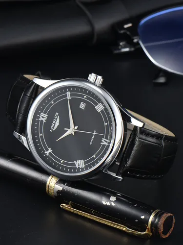 Imagen 2 del producto Reloj LONGLUX automático para hombre, venta al por mayor, relojes mecánicos, simple, versátil, fecha, resistente al agua, reloj de cuero de moda para hombre, regalo para hombre
