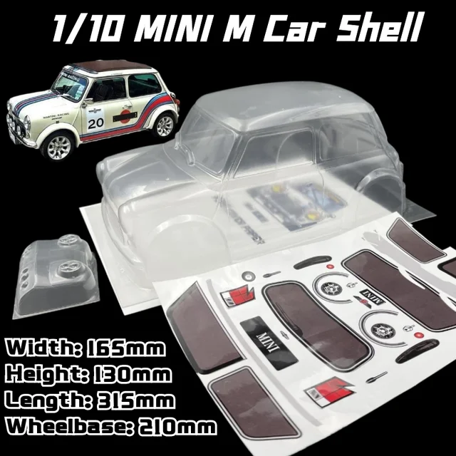 1/10 MINI Classic M Car Shell PVC RC karoseria 210mm rozstaw osi 165mm szerokość przezroczysty czysty do samochodu MST TAMIYA CARTEN 3R M