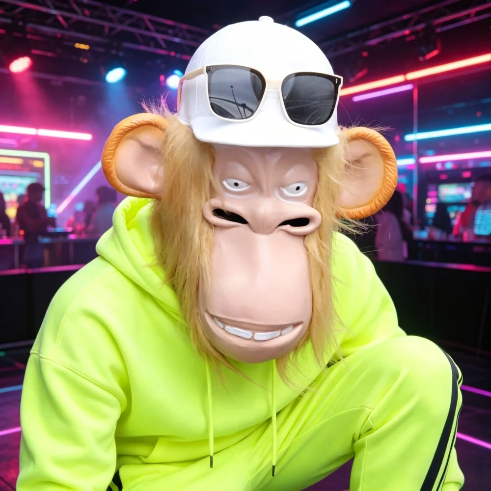 Cool Yellow Monkey Mask with Cap and Sunglasses Latex Full Face Chimpan Mask for Halloween Cosplay Party Costume Adult Prank Pro