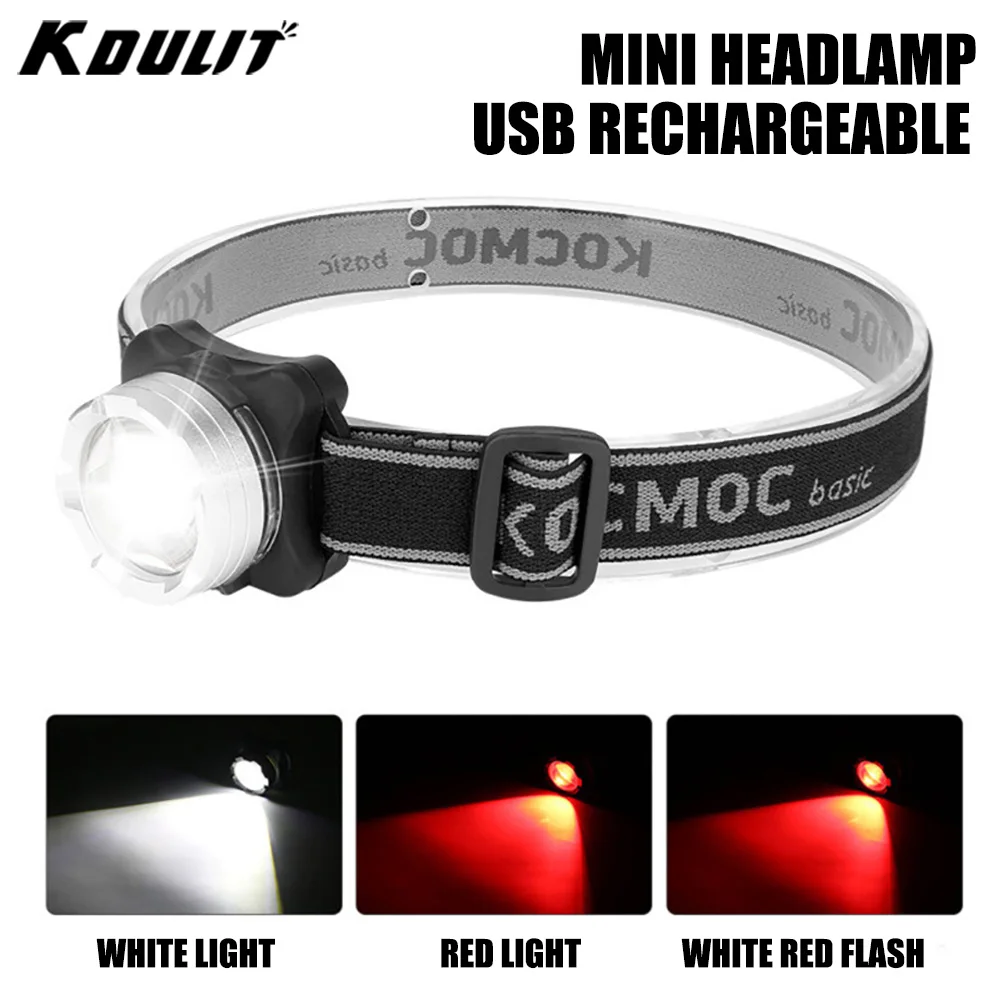 COB LED Headlamp USB Rechargeable Headlight LED Head Torch Built-in Battery Waterproof 3 Modes Camping Fishing Emergency Lantern