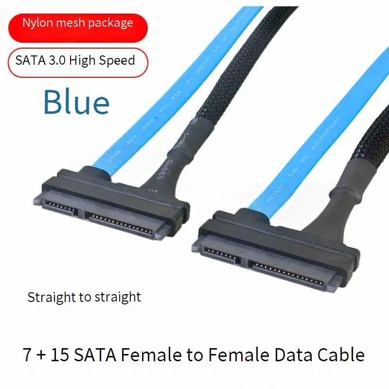 15cm SATA 22 Pin Male To Female 90 degrees Sata Extension Cable SATA 6Gb/s 22 Pin Male to Female 7+15 Pin SATA Data HDD Power - Detail 1