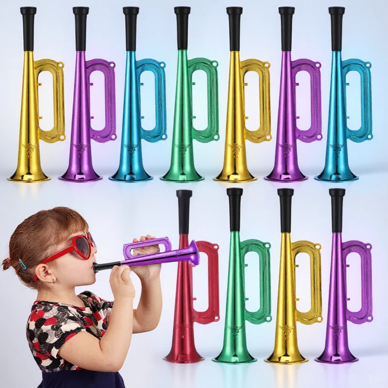 

10 pcs Colorful Plastic Trumpet Horns Compact Noisemakers For Kids Party Graduation Event Cheering Stadium Supplies