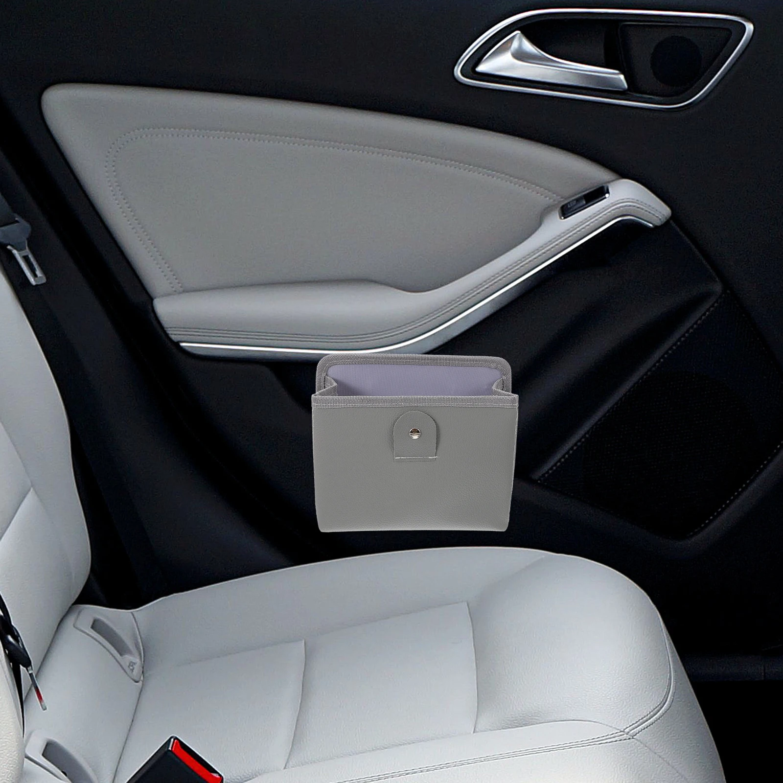 

Storage Bag ganizer Door Trash Can Car Front Seat Back Foldable PU Material Car Door Bin Storage Box VehicleTrashContainer