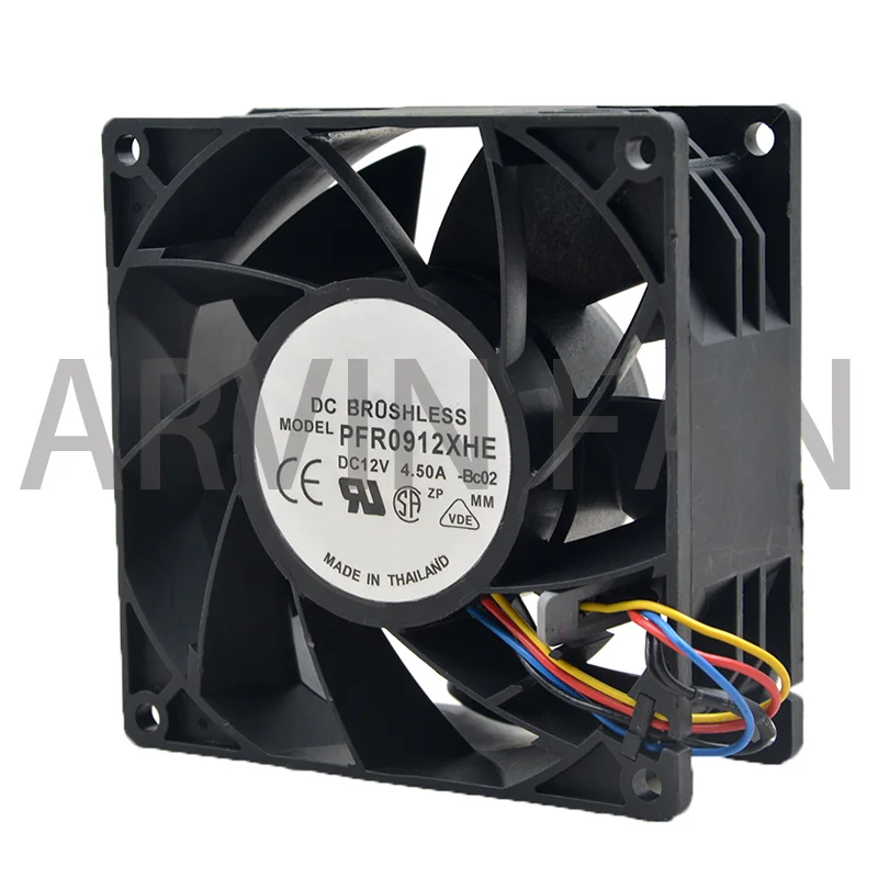 PFR0912XHE 12v Ball Bearing Cooling Fan 90mm 9cm,4.5A 90*90*38mm ,High Speed RPM CFM Air Flow Cooler