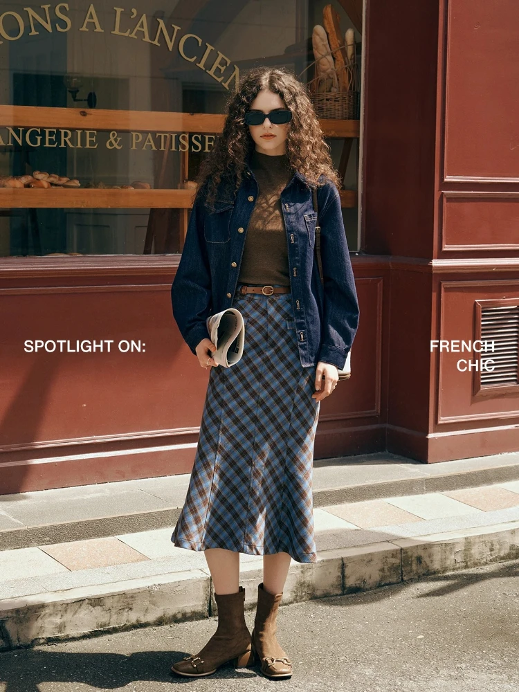 OLrain 여성 데님 셔츠 가을 2025 신상 빈티지 셔츠 재킷 순면 캐주얼 긴팔 여성 셔츠 & 블라우스 O57QC85500