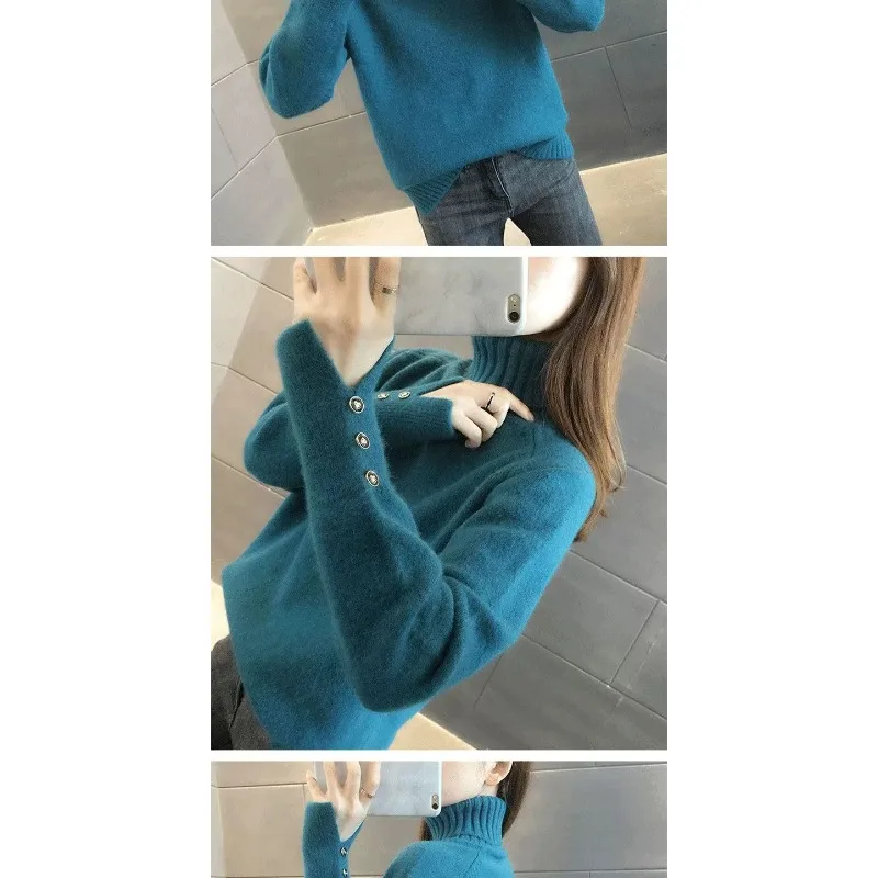 الياقة المدورة سترة المرأة تنوعا محبوك قاع قميص فضفاض بلون أعلى