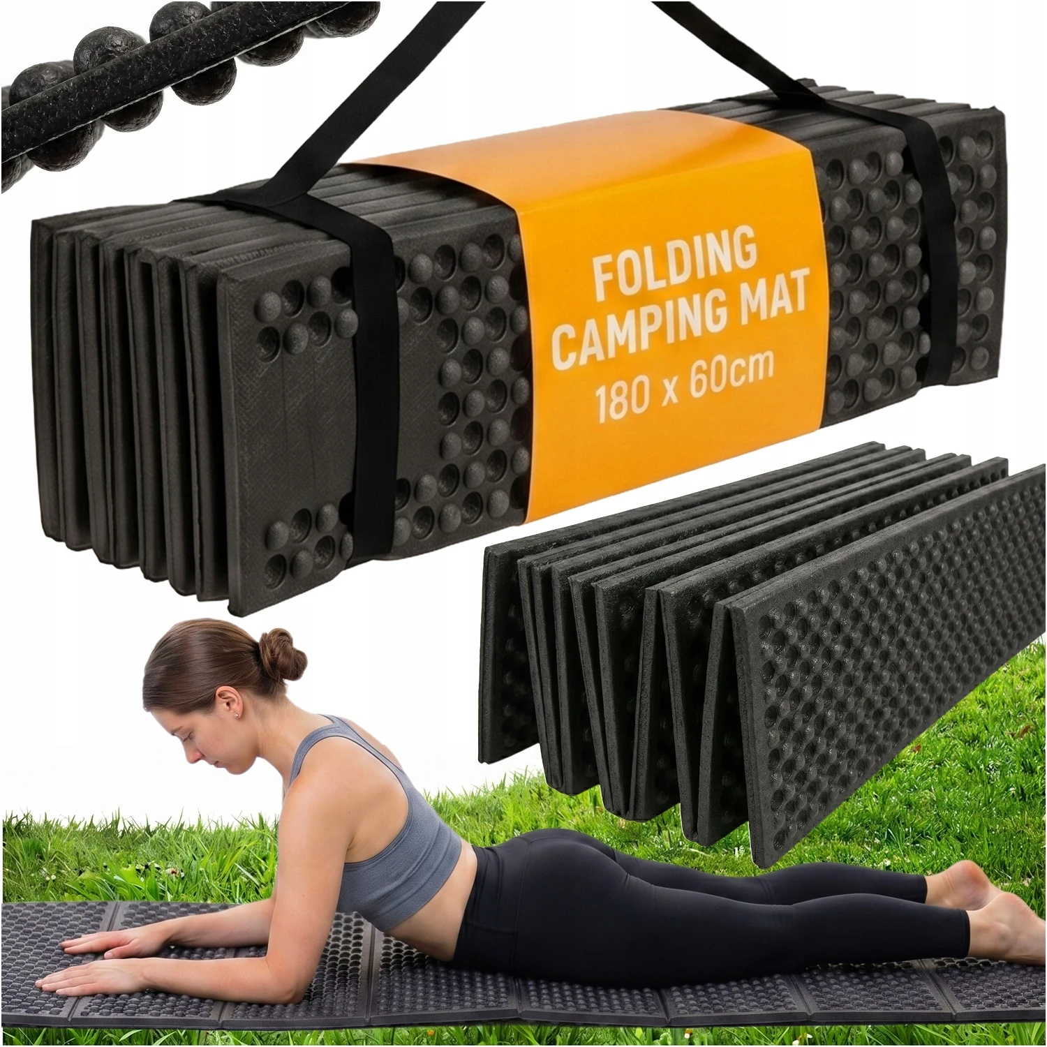 Opvouwbare kampeer slaapmat 180 x 60 x 1 cm, EVA schuim tent slaapmat, waterdichte thermisch isolerende kampeermat, yoga fitness pilates oefenmat, lichtgewicht opvouwbare trekking karimat met