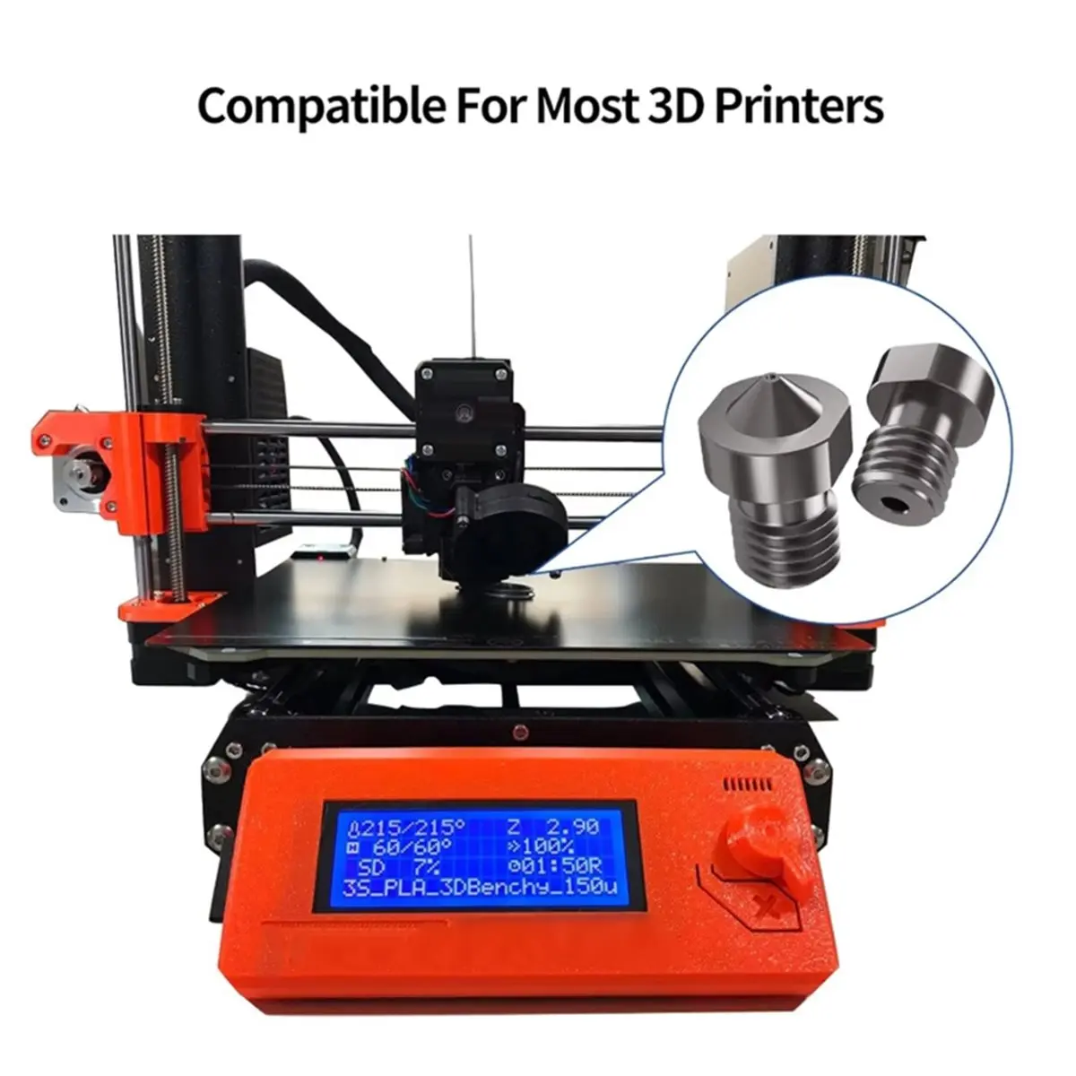 V6 Nozzle Hardened Steel 0.4mm 1.75mm Filament M6 3D Printer Nozzle for 3 Hotend Extruder Prusa I3 MK3