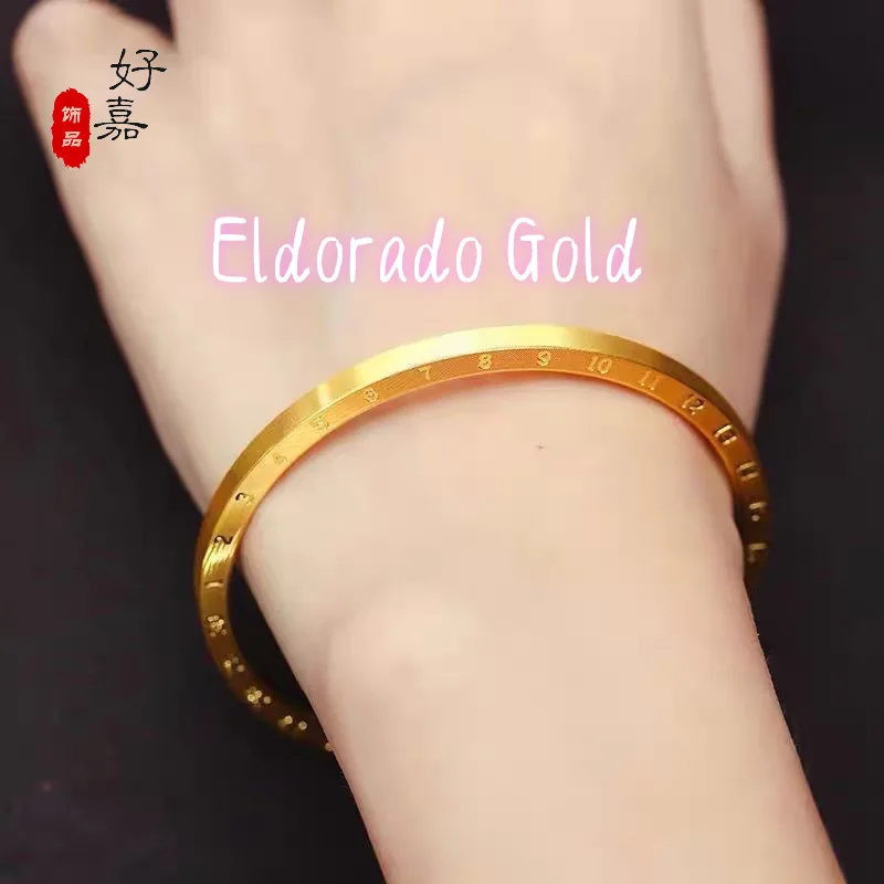 

Браслет Eldorado Gold Light Luxury Fashion из 24-каратного золота 9999 пробы, с матовой отделкой, простой дизайн, подарок для мужчин и женщин, украшение для рук, высококачественный.