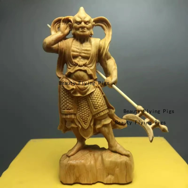 Cliff Cypress Woodcarving Thousand Mile Eye Wind Ear Statue Half Hand Craftsmanship Protector General 1pc Home decor accessories