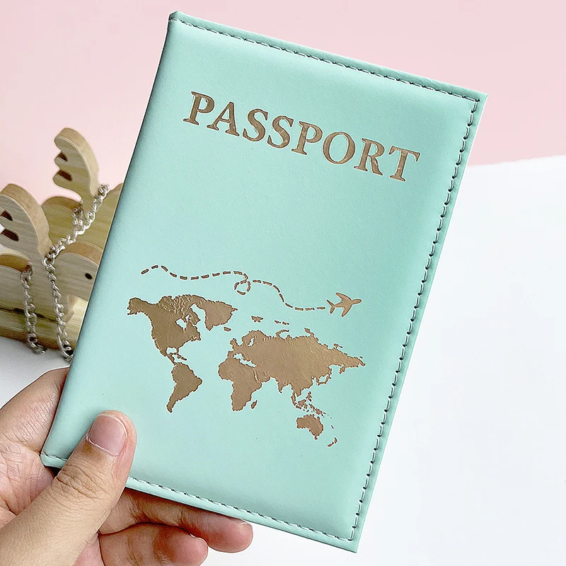 Green Passport Protective Cover for Women Men Pu Leather Material Waterproof Document Ticket Folder Passport Clip Holder Case