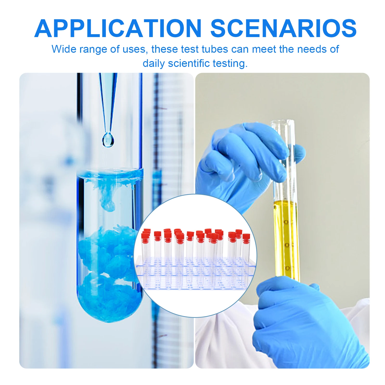 

1 set Test 16x105mm Plastic Tubes Rack 16x50 Portable Storage Tubes Containers for Liquid Sample