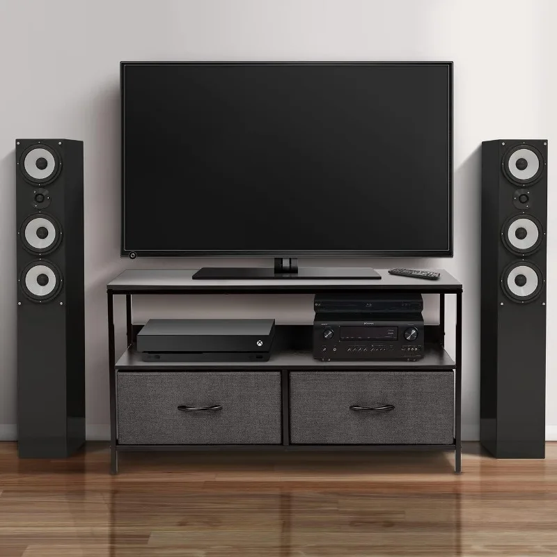

TV Stand Dresser With 2 Drawers - Television Riser Chest With Storage - Bedroom, Living Room, Closet, & Dorm Furniture