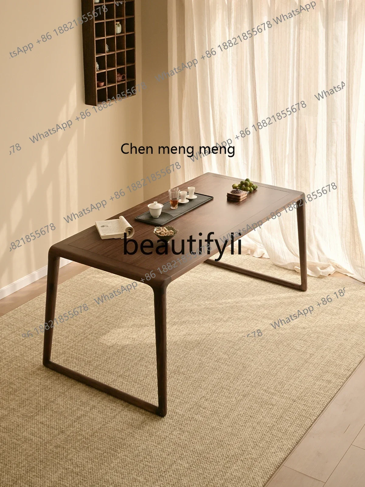 

M178 North American black walnut color tea table 2025 new 1.6-meter tea table household solid wood tea table