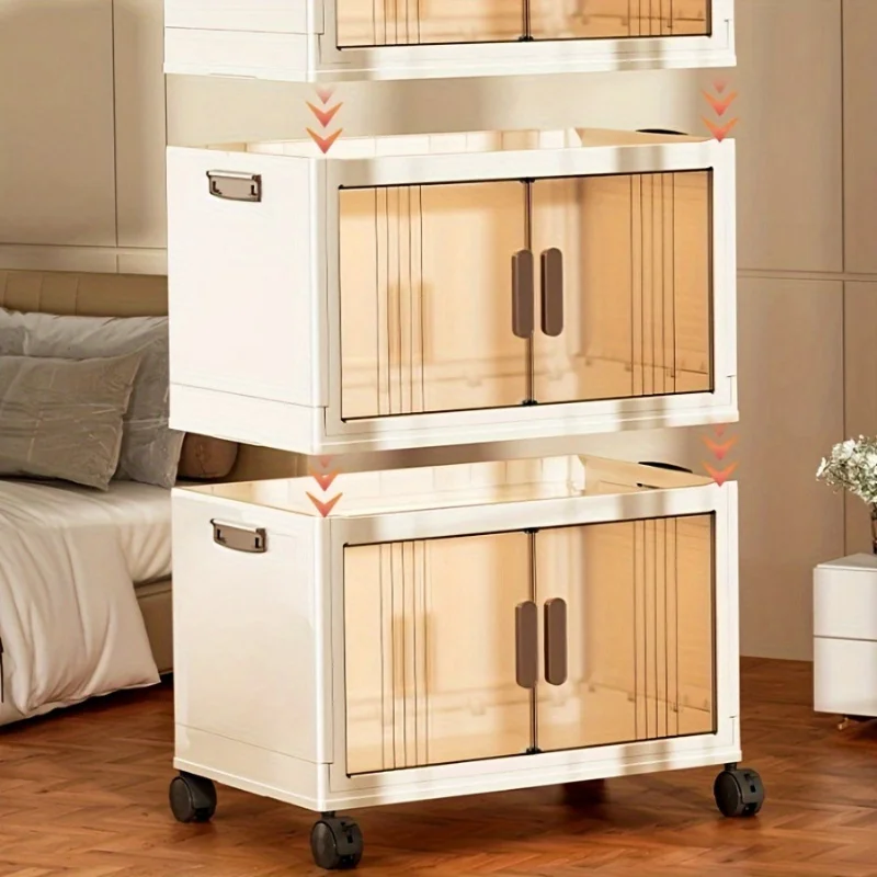 1pc multi-layer foldable open storage cabinet for home living room, high aesthetic storage box, clothing and milk powder storage