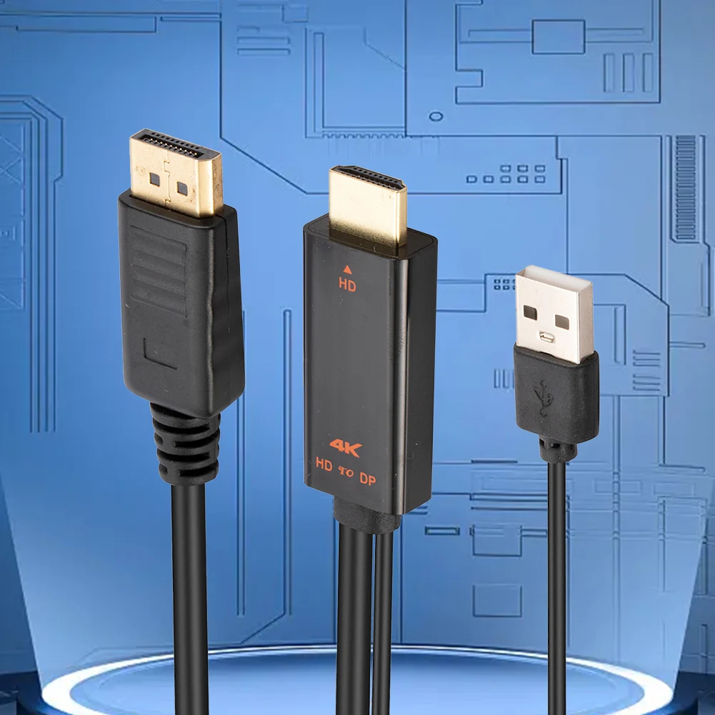 كابل HDMI 1.8 متر متوافق مع كابل DisplayPort USB 4K 60 هرتز HDMI-متوافق مع سلك DP HDMI-متوافق مع محول Displayport