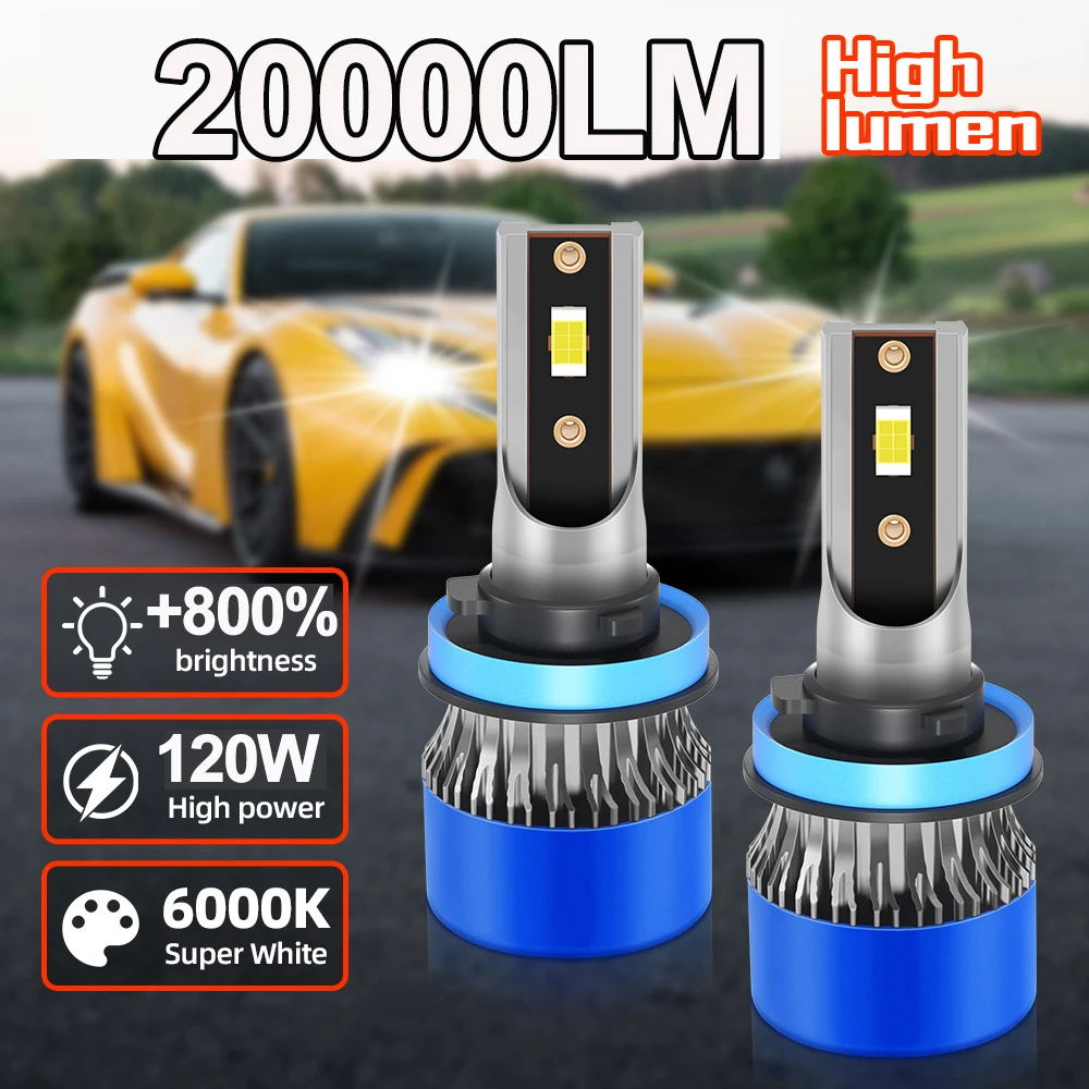 

2pcs Car LED Headlamp Replacement Bulbs 20000LM High Lumens Canbus Error Free H11 3570 CSP Chips auto light bulbs