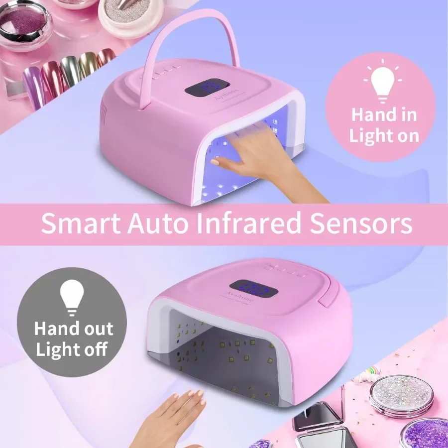 Oplaadbare LED Gel Nagellamp60W Draadloze UV Led Nagellamp Nageldroger voor Gelnagels met Hefhandvat Aanraaksensor LCD-scherm