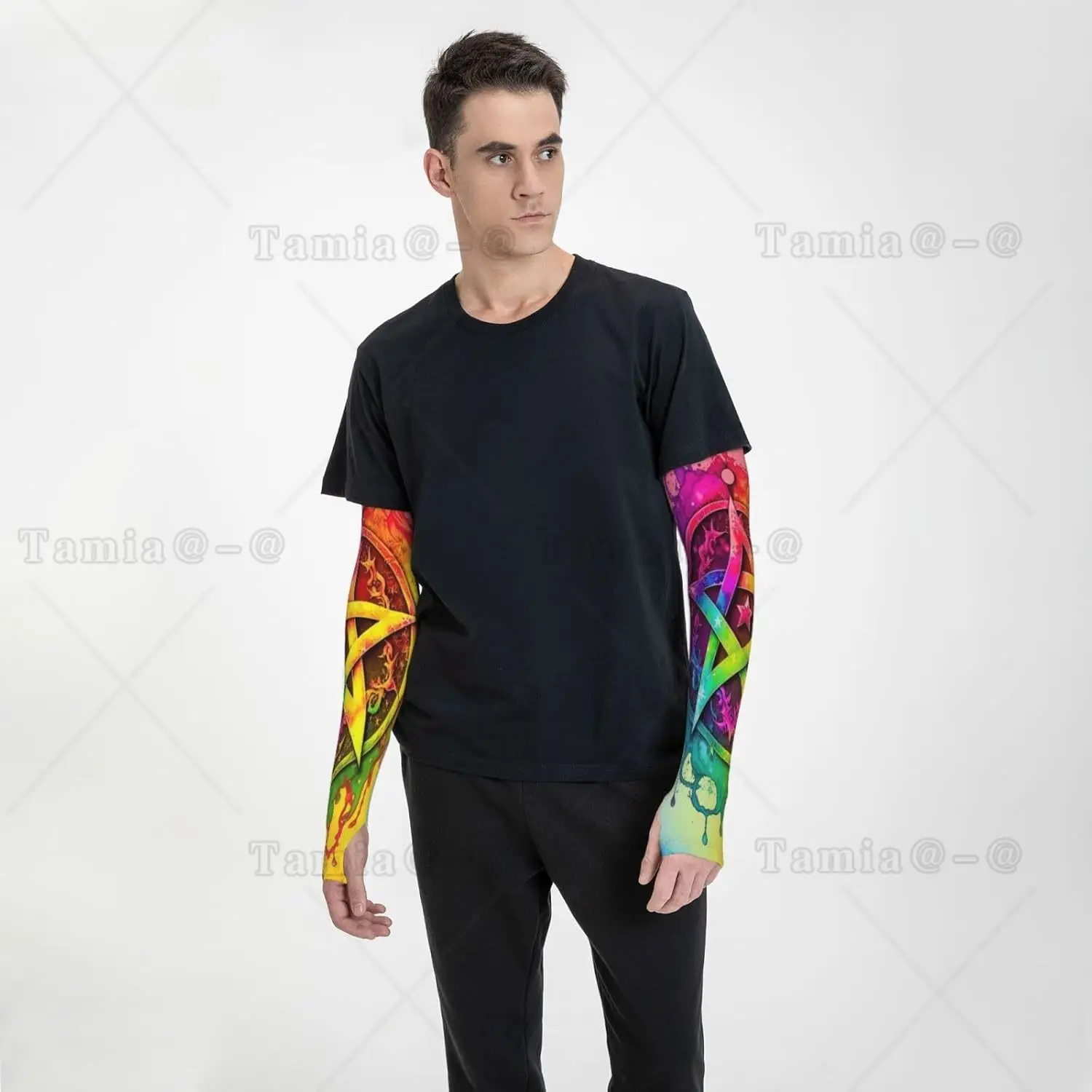 Triple Moon Pentagram Goddess Wiccan Arm Sleeves Uv Protection Sun Unisex Sport Ice Silk Sleeves