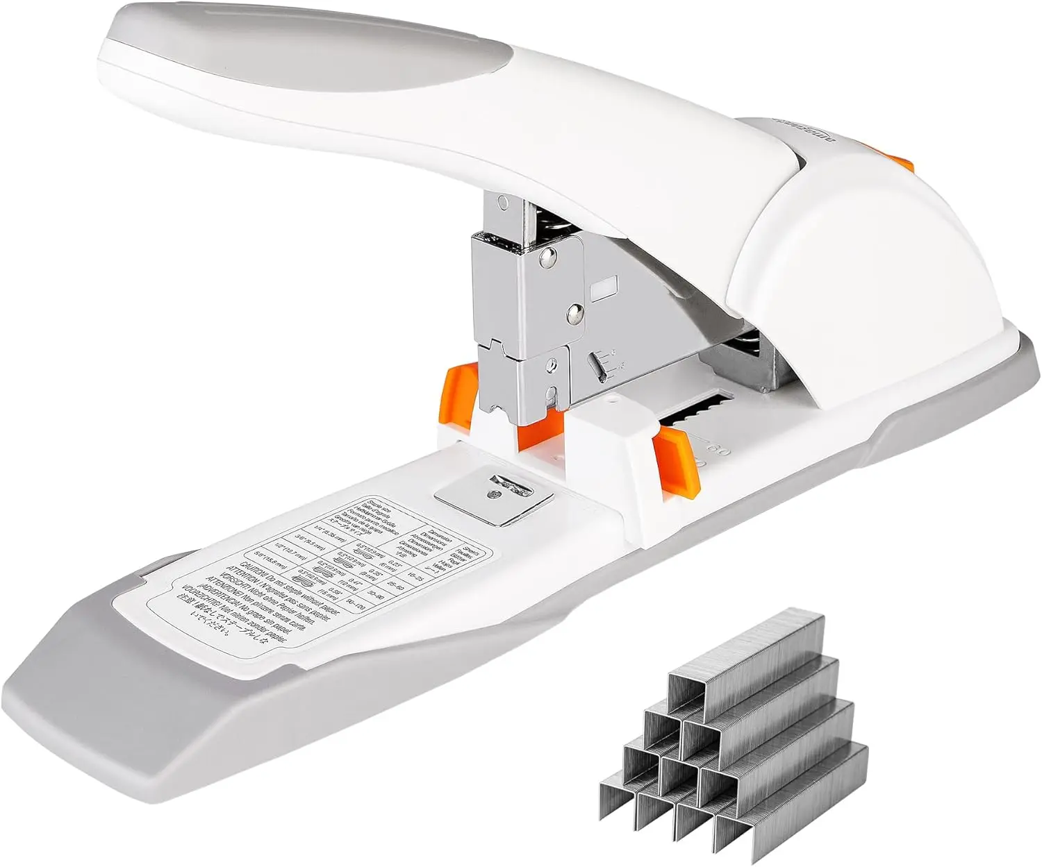 

Heavy Duty Desktop Stapler for 130 Sheets with Jam Clearing Mechanism, 5/8" Staples Included, White