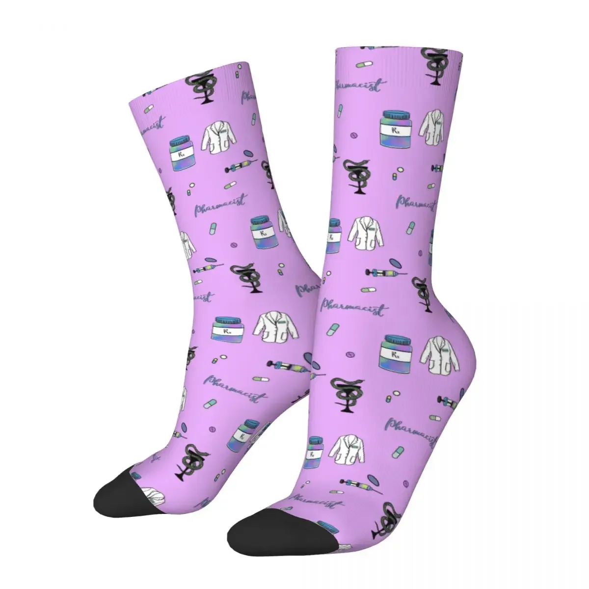 Pharmacist Pattern Socks Harajuku Sweat Absorbing Stockings All Season Long Socks Accessories for Unisex Gifts