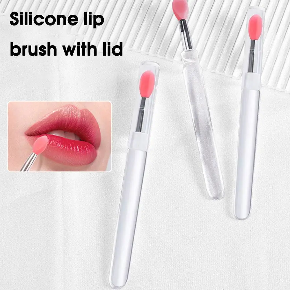 뚜껑이있는 실리콘 립 브러쉬 미니 전문 휴대용 립 마스크 브러쉬 립 밤 애플리케이터 립스틱 립글로스 메이크업 브러쉬
