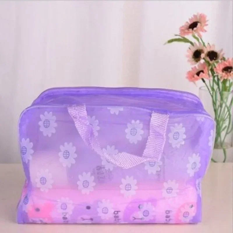 Translucent Handbag Organizer Makeup Travel Cosmetic Bag Waterproof PVC Toiletry Kits Bathroom Storage Wash Bag Daisy Handbag