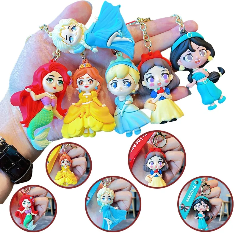 

Брелок Disney Белоснежка из ПВХ, милая аниме-кукла, русалка, студенческая сумка, кольцо с замком, 3D брелок, подвеска, автомобильный кулон