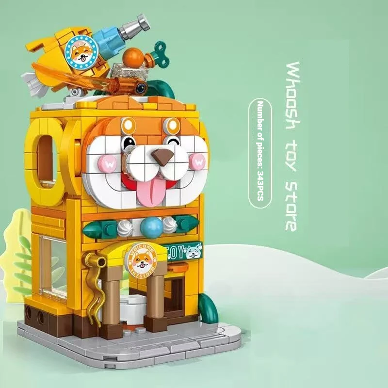 Giocattoli e regali di blocchi di costruzione di compleanno per bambini, ornamenti di assemblaggio di modelli di casa da costruzione fai-da-te di negozi di strada della città