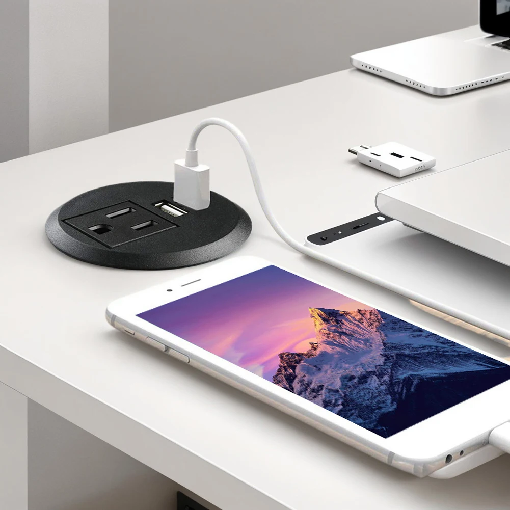 

Desktop Power Grommet 2M Extension Cord Table Power Grommet Outlet Recessed Outlet for Computer Table Kitchen Office Home Hotel