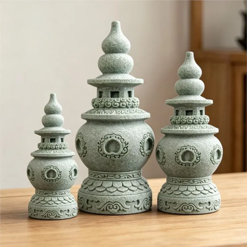 Qing Sha Shi San Tan Yin Yue Stone Crafts Desktop Decoration Home Tea Table Tea Pet Bogu Rack Decor Landscape Stone Tower ZI940