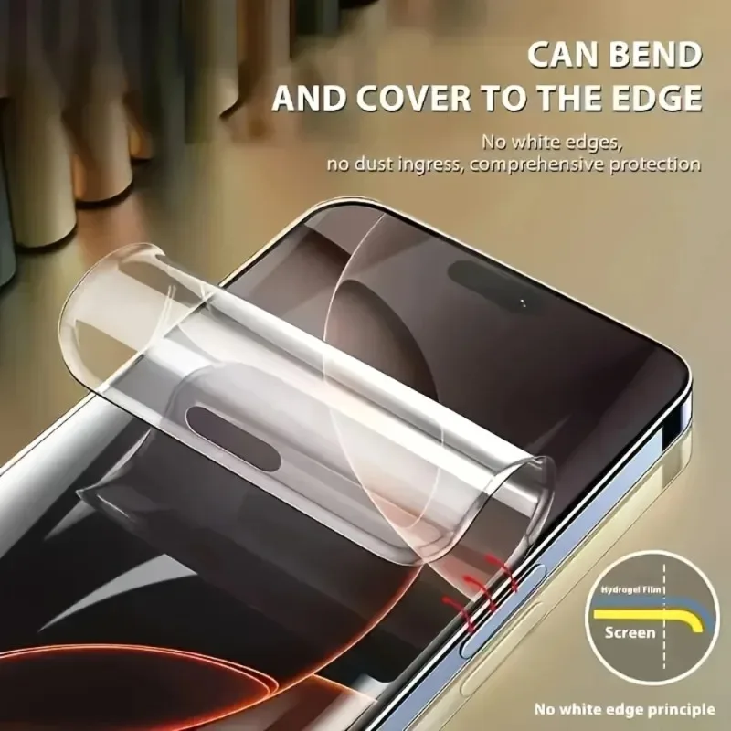 4 Piezas Película de Hidrogel de Cobertura Completa para iPhone 17 Pro Max Air 16e 16 15 14 Plus 13 12 Mini 11 16 Pro Max XR XS Max Protector de Pantalla 5