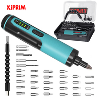 Kiprim 4V Mini Electrical Screwdriver Set LED Lighting Smart Cordless Electric Screwdrivers USB Rechargeable Hand Drill Tools