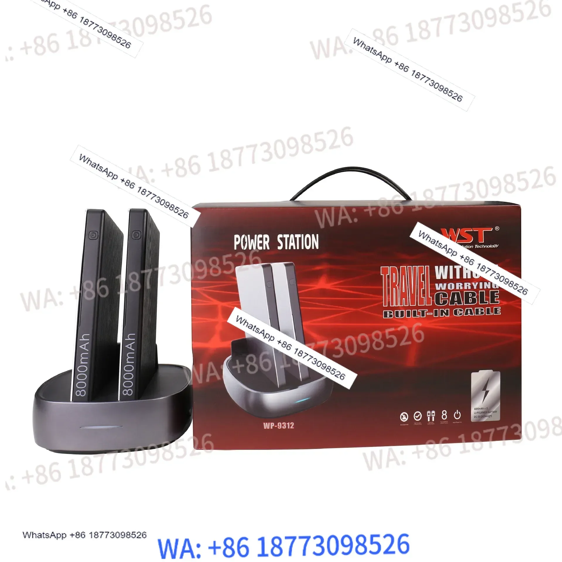 Intelligent Charging Bank Multifunctional Commercial Fast Charging Mobile Power Supply with Cord Charging Station