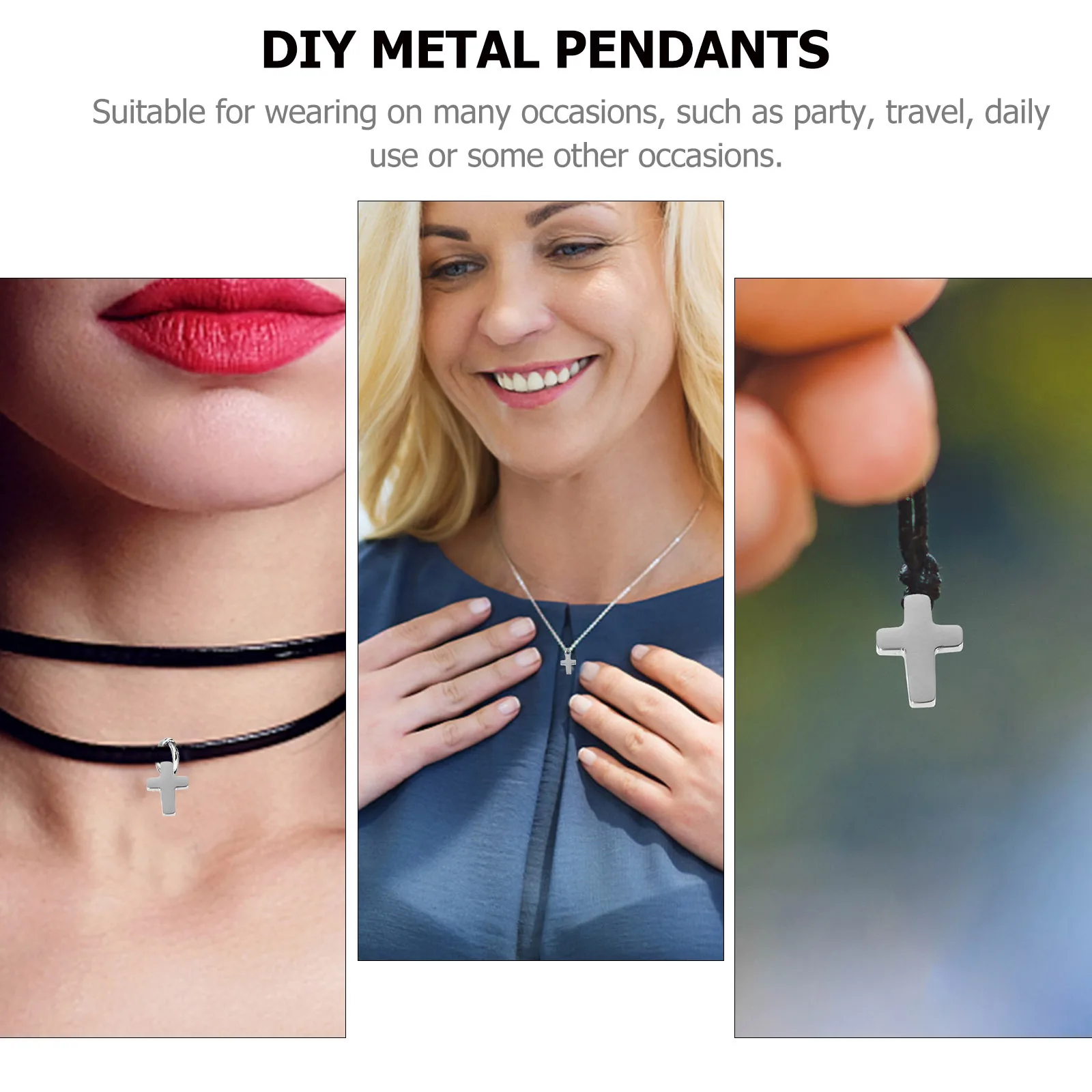 

10Pcs Metal Cross-Shaped Pendants High-Quality Stainless Steel Simple Design Suitable for Daily Travel Party Wear Portable