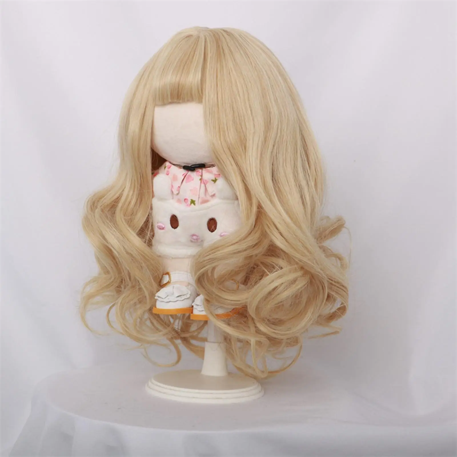 Bjd boneca peruca de cabelo substituição peruca boneca decoração alta temperatura seda boneca acessórios encaracolado macio resistente moda boneca peruca longa