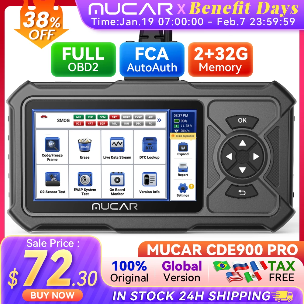 MUCAR CDE900 Pro OBD2 Scanner Auto Car Diagnostic Tools Automotive OBD Scanner Tool Code Reader 5