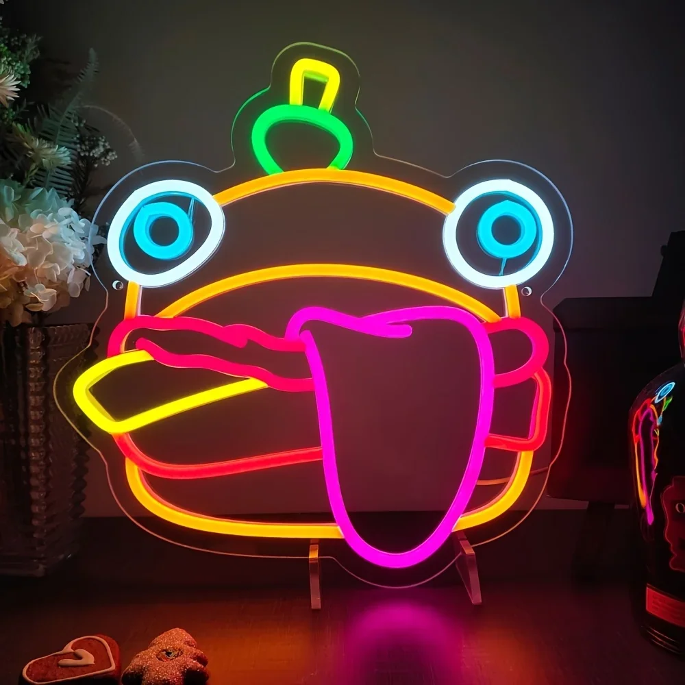 

Fun Burger Neon Sign Food LED Neon Light Wall Decor for Kitchen Bar Foodies Restaurant Gift for Kid Fod Lovers USB Powered
