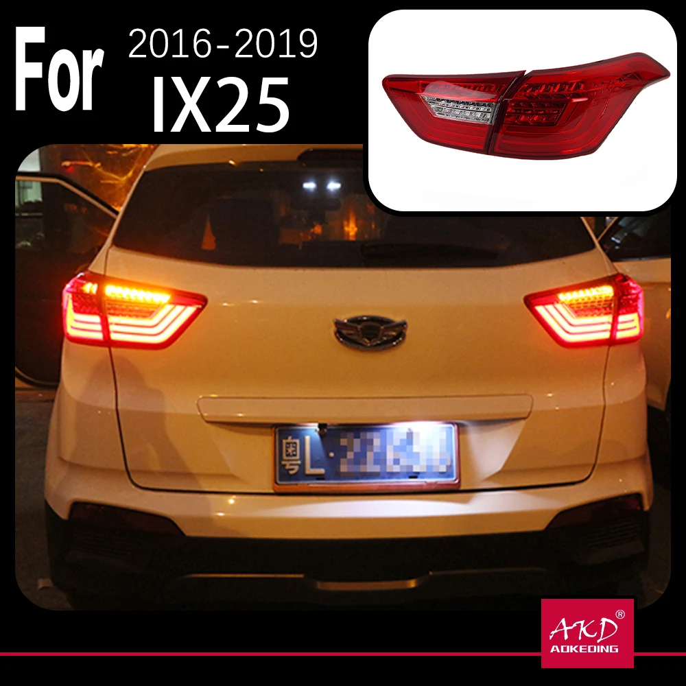 Car Styling for Hyundai Creta Tail Lights 2016-2019 IX25 LED Tail Light Rear Lamp DRL Dynamic Signal Brake Reverse Accessories