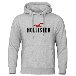 Suéter casual estampado Hollister masculino, pulôver com gola redonda, capuz hip-hop, novo na moda, outono e inverno, 2024