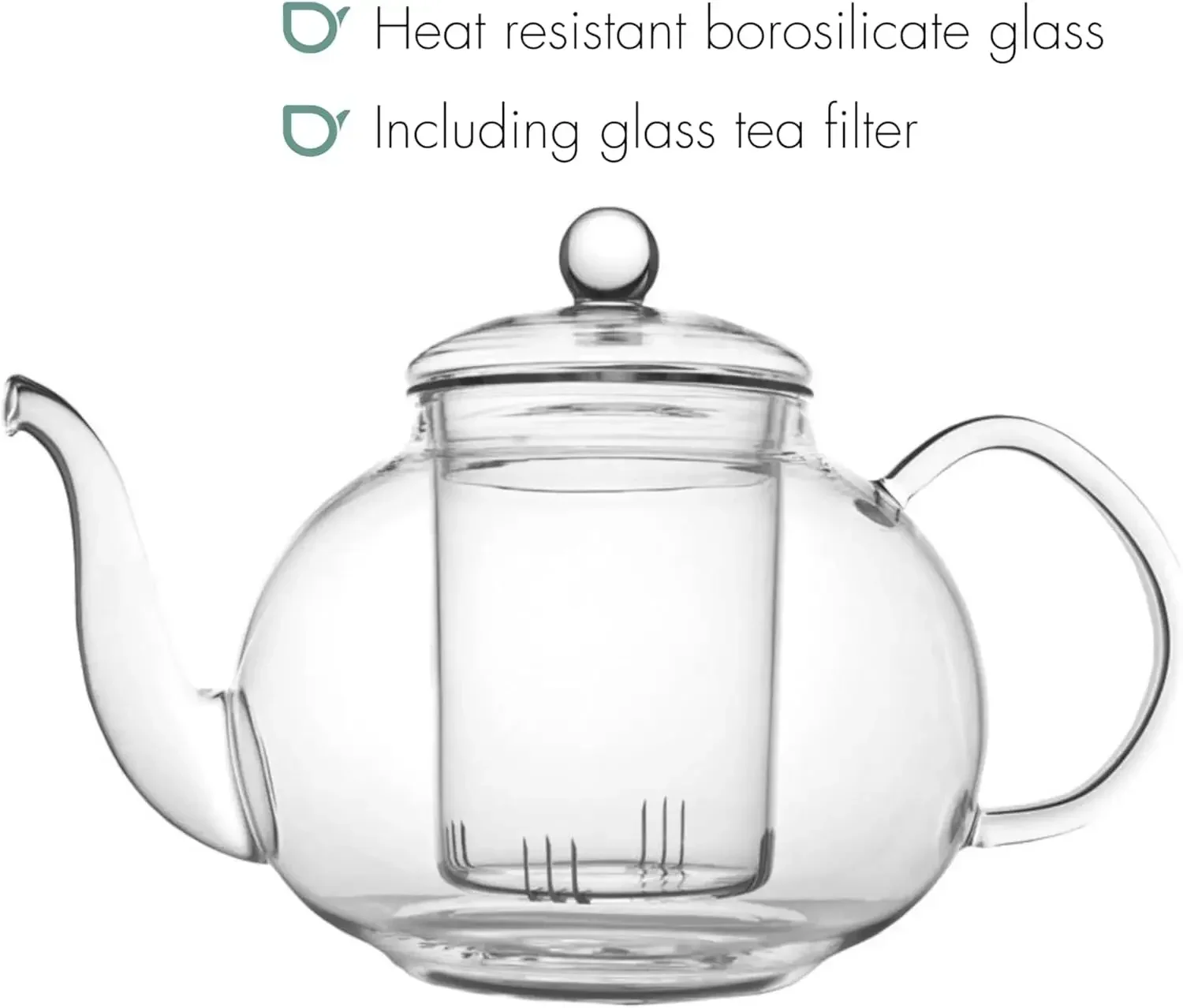 Verona Single-Walled Glass Teapot, 14.9 x 23 x 15.6 cm