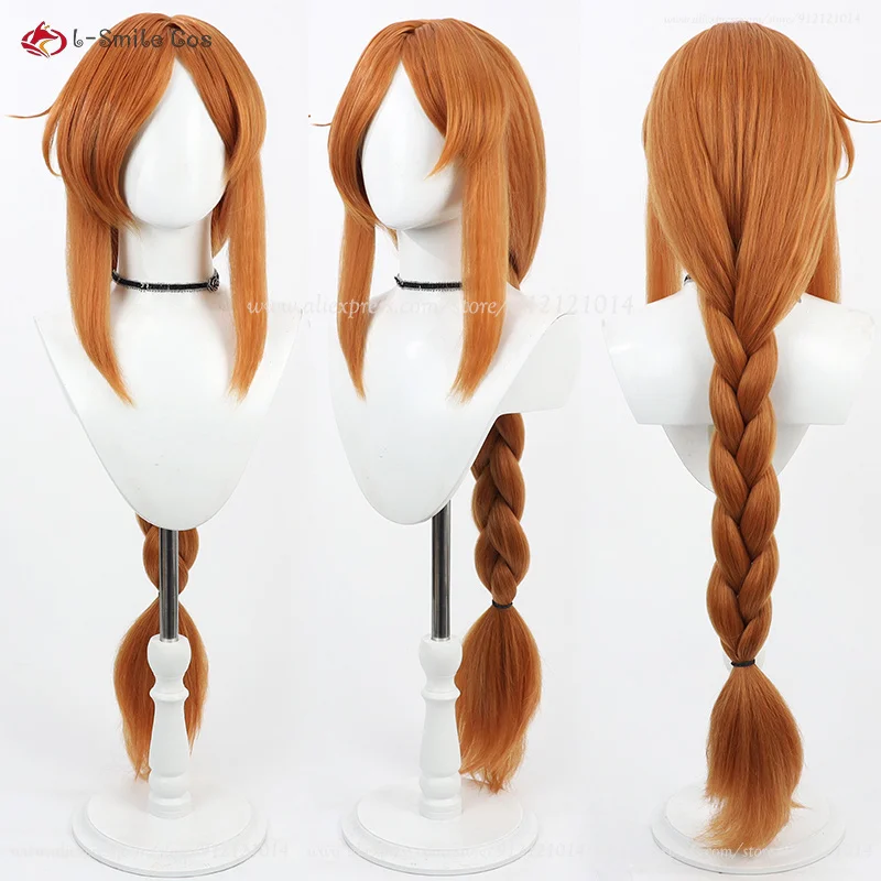 Anime Flamme Cosplay Wig 120cm Long Orange Braids Wigs Heat Resistant Synthetic Hair Halloween Party Women Wig + Wig Cap