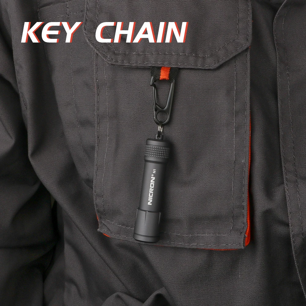 NICRON Micro Mini Flashlight Outdoor 100LM 24M 1xAAA Battery 10Hours Key Chain Light Lamp Waterproof IPX4 For Home LED Torch N1